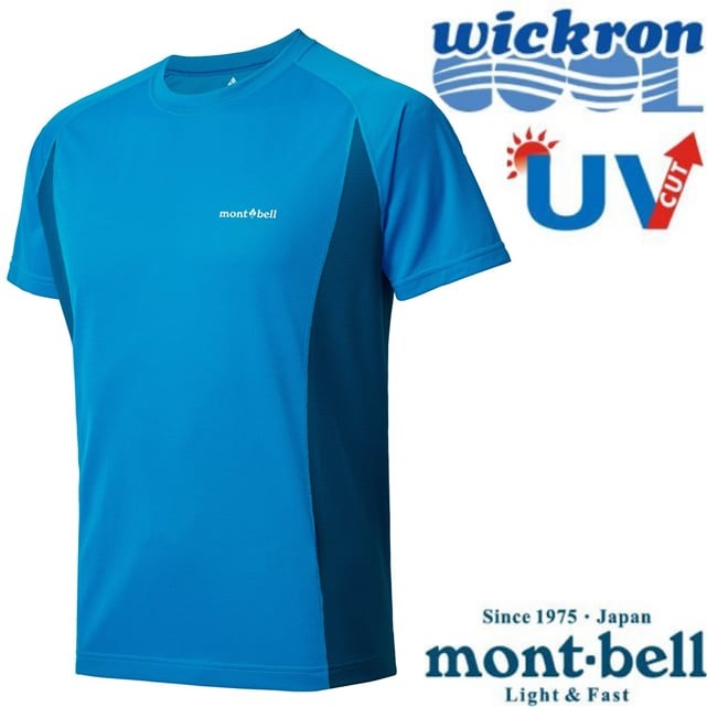 【mont-bell】男 Wickron COOL 抗UV 短袖圓領排汗衣.運動上衣/1114627 BGN 藍綠✿30E010